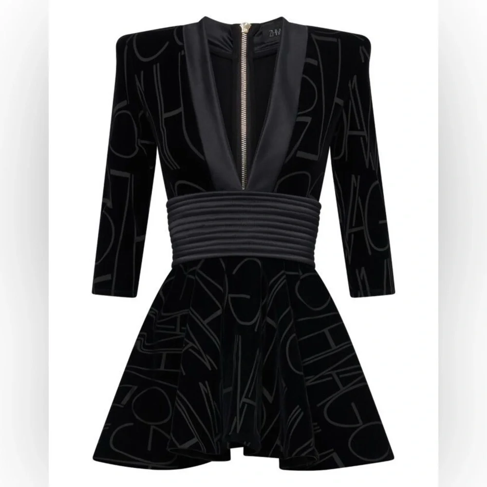 ZHIVAGO Join the Club Embossed Velvet Dress, Small? - Picture 2 of 8